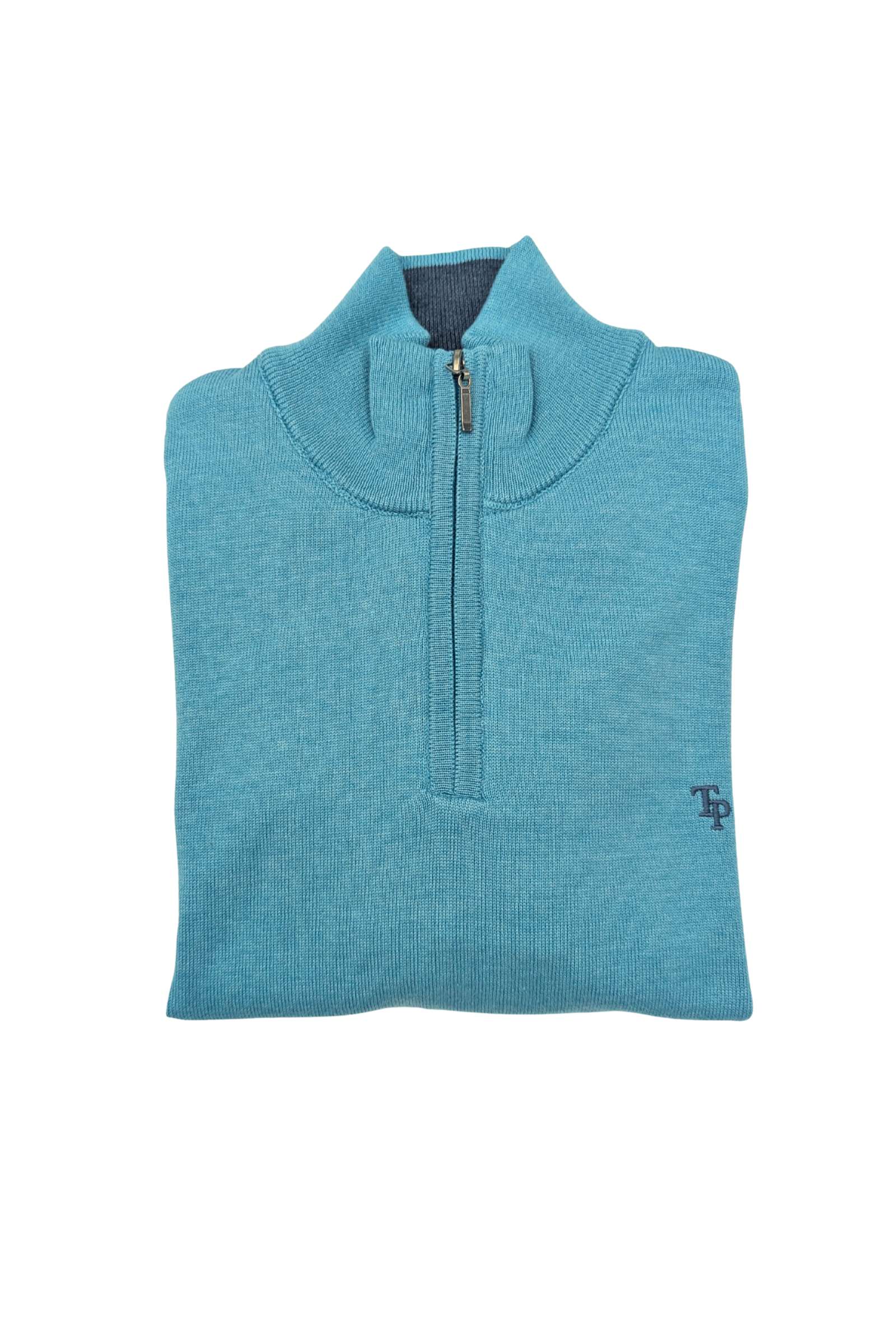 Men's Tom Penn 1/4 Zip Knit - Turquoise-Front View