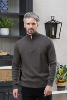 Men's Justin Stone Melange Half Zip-Closer View of the Front