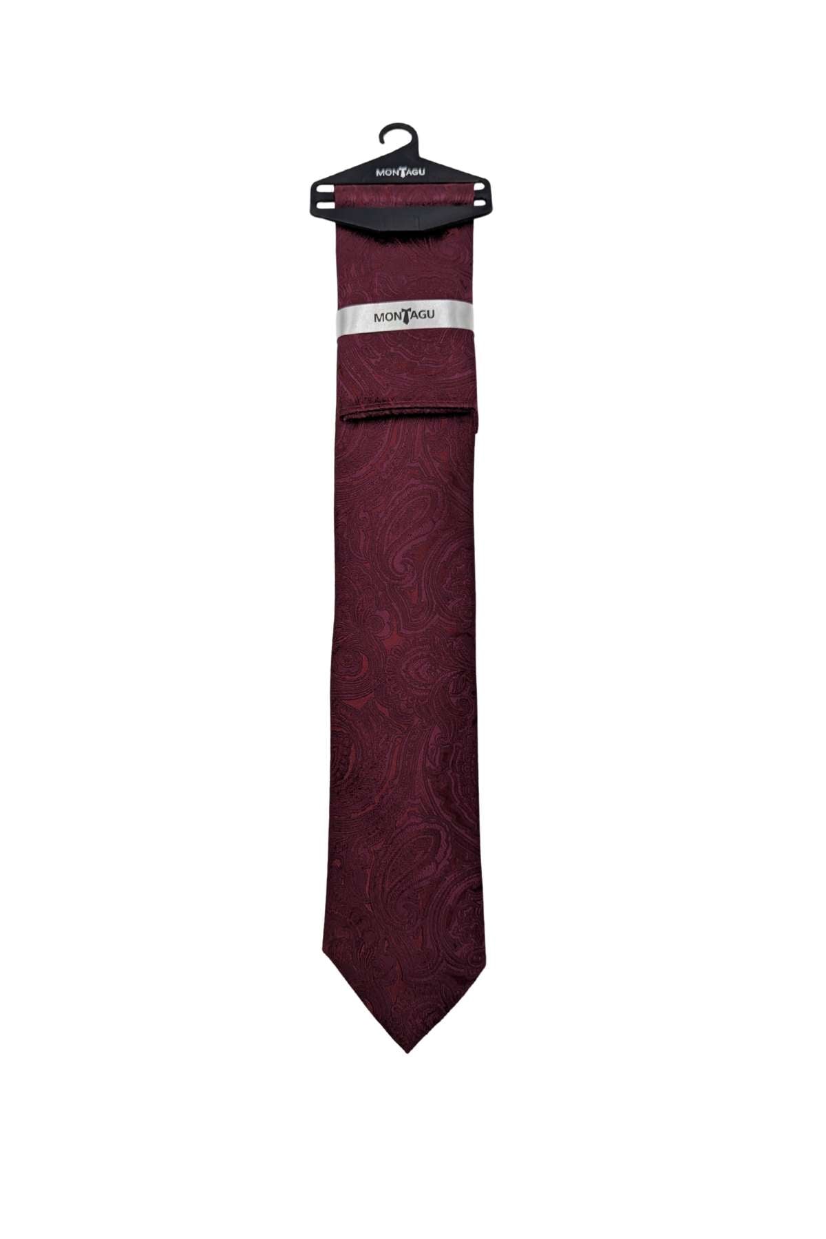 Men's Burgundy Paisley Tie & Pocket Square