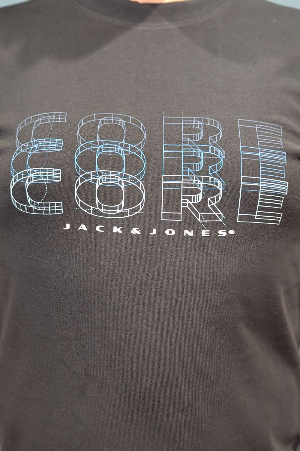 Men's Fusion Big Branding Black Tee--Close Up View