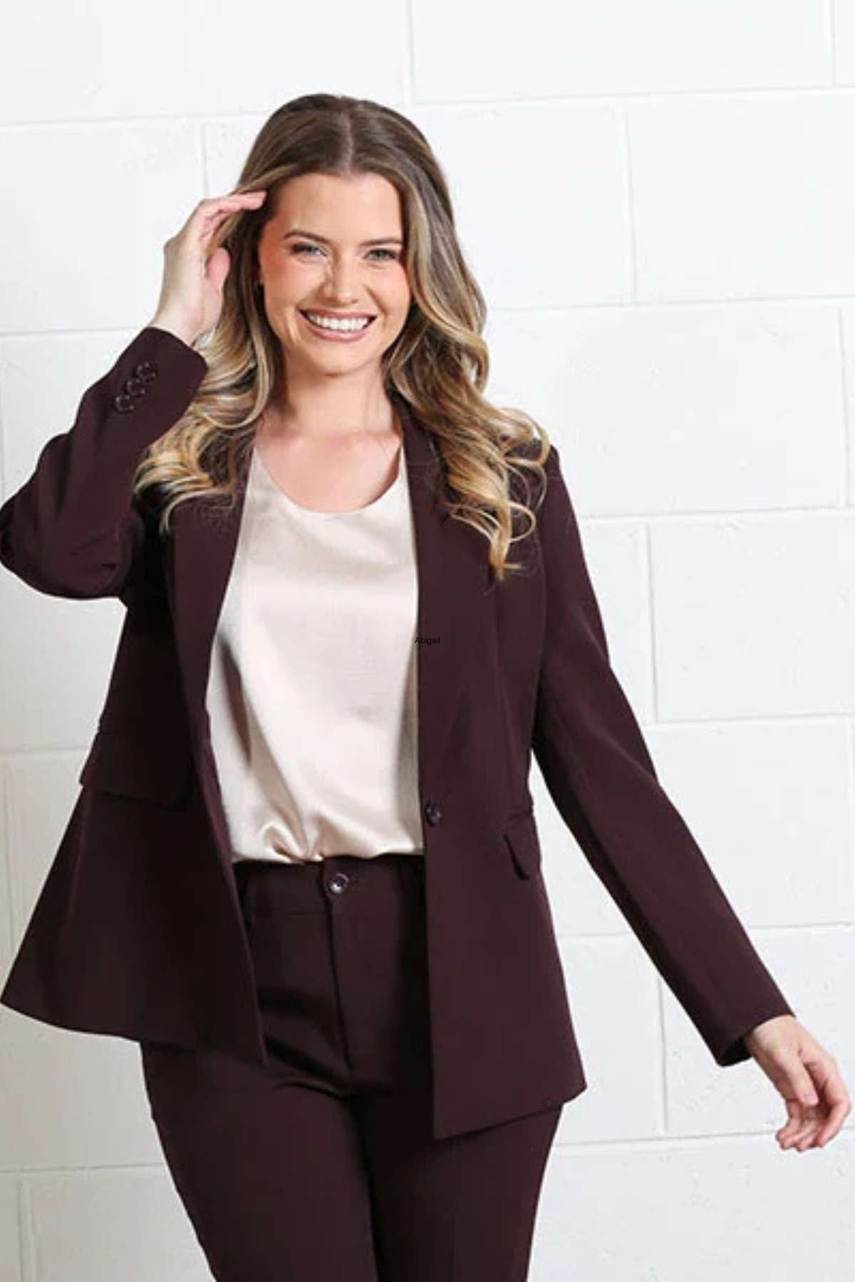 Ladies Emma Champagne Top-Top with Blazer View