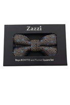 Zazzi Boys Brown/Blue Bow & Pocket Square Brown/Blue front view