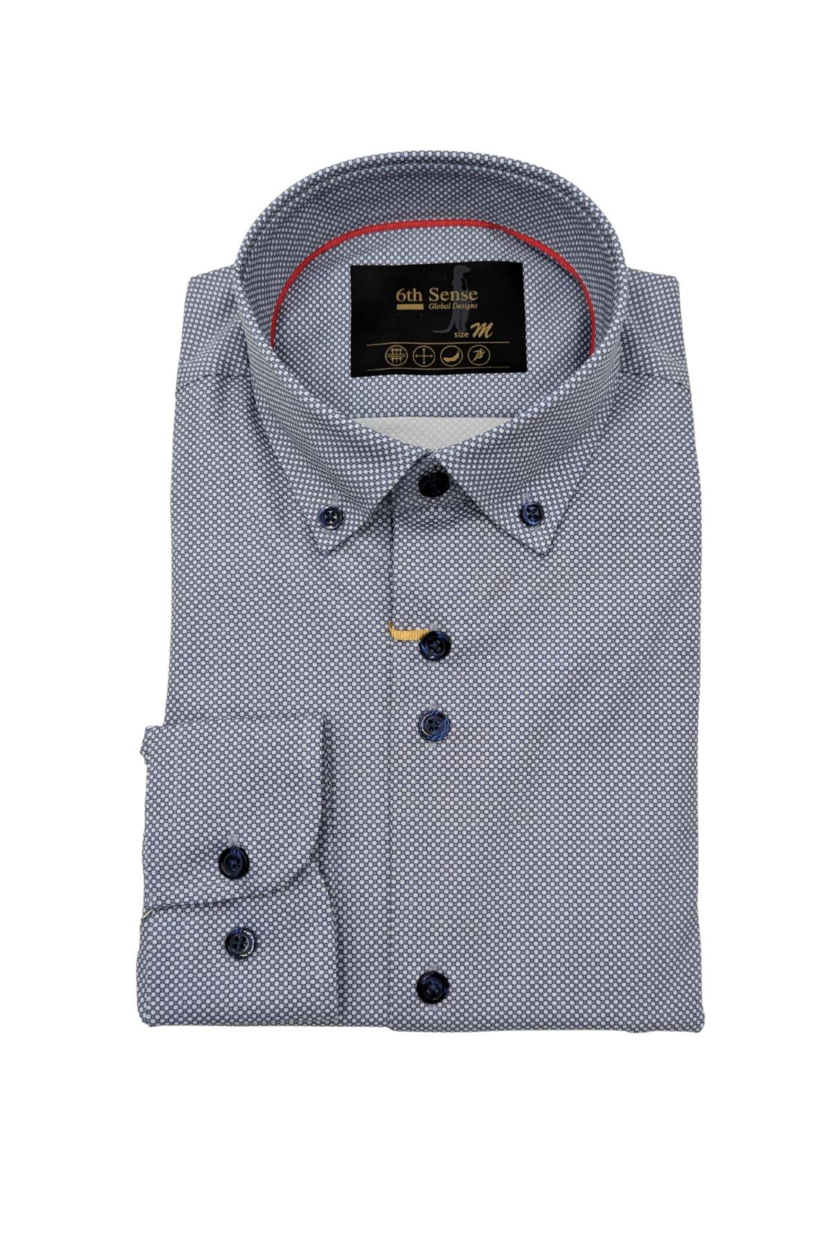 Men's 6th Sense Blue Pattern Shirt-Front View