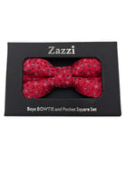 Zazzi Boys Red Floral Bow & Pocket Square Red front view
