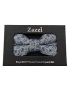 Zazzi Boys Silver/Blue/Pink Bow & Pocket Square Silver/Blue/Pink front view