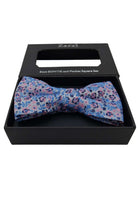 Zazzi Boys Blue / Pink Paisley Bow & Pocket Square Blue/Pink model front view
