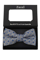 Zazzi Boys Silver/Blue/Pink Bow & Pocket Square Silver/Blue/Pink detail view