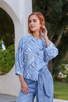RANT & RAVE LADIES Alexis Blue Blouse Blue front view