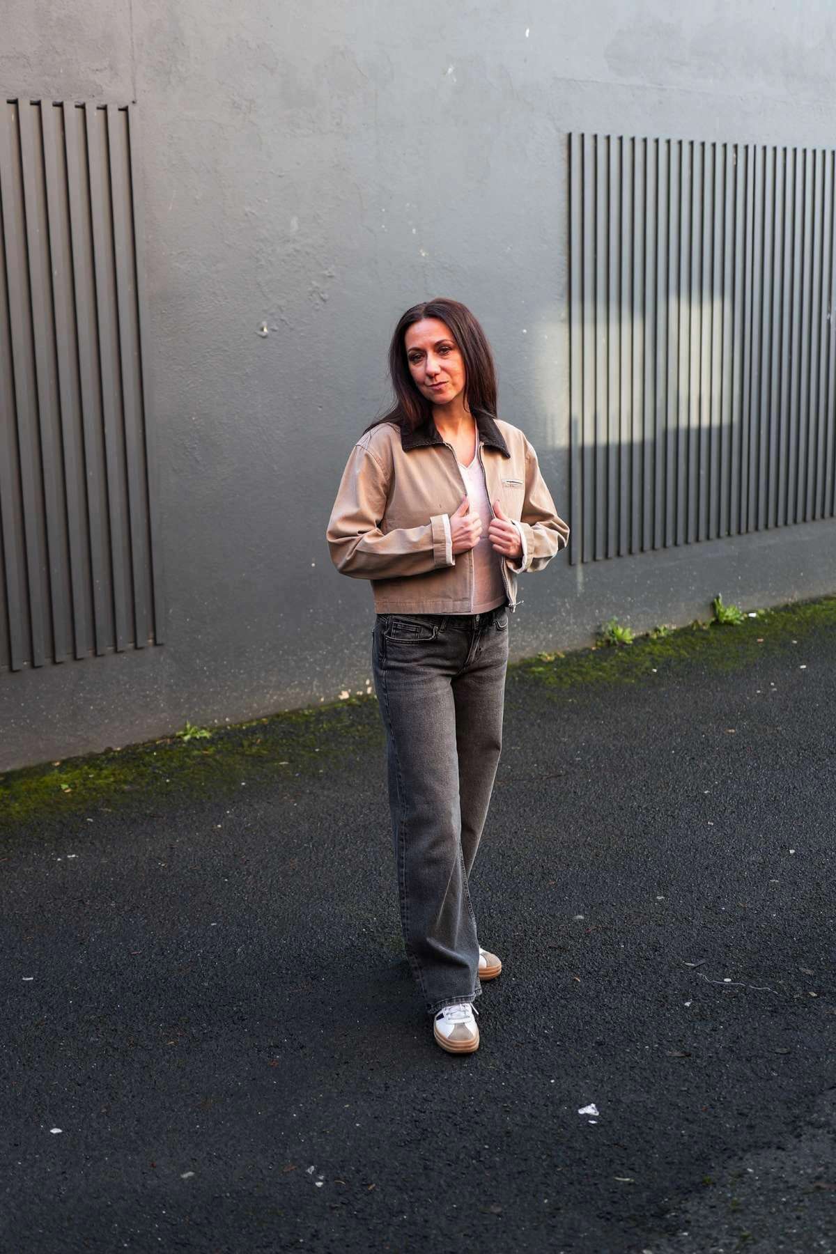 Olivia in the Cava Collar Jacket - Silver Mink/Chocolate Torte