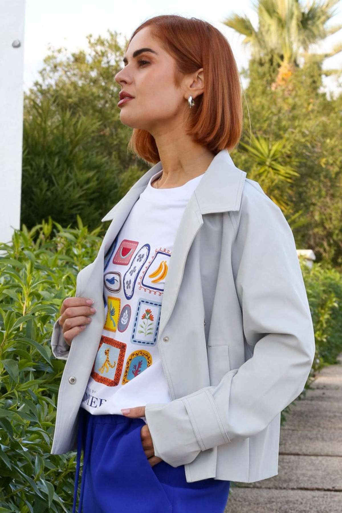 Ladies Octavia Grey Jacket-Side View