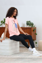 RANT & RAVE LADIES Relax & Renew Meryl Peach Tee peach model front view