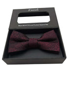Zazzi Boyswear Wine Zazzi Boys Bow & Pocket Square Set WINE model front view