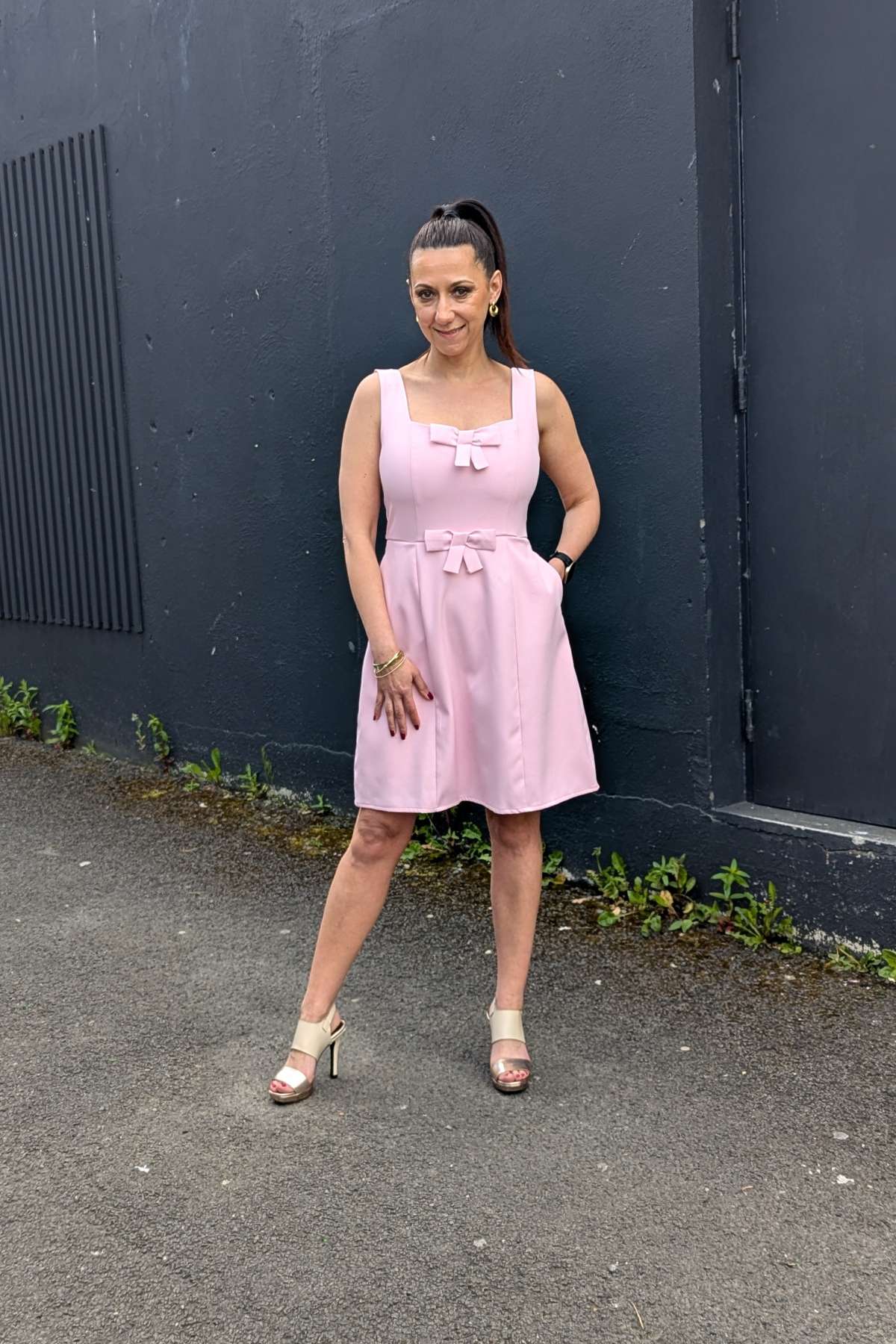 Girl In Mind Nola Bow Pink Mini Dress PINK front view