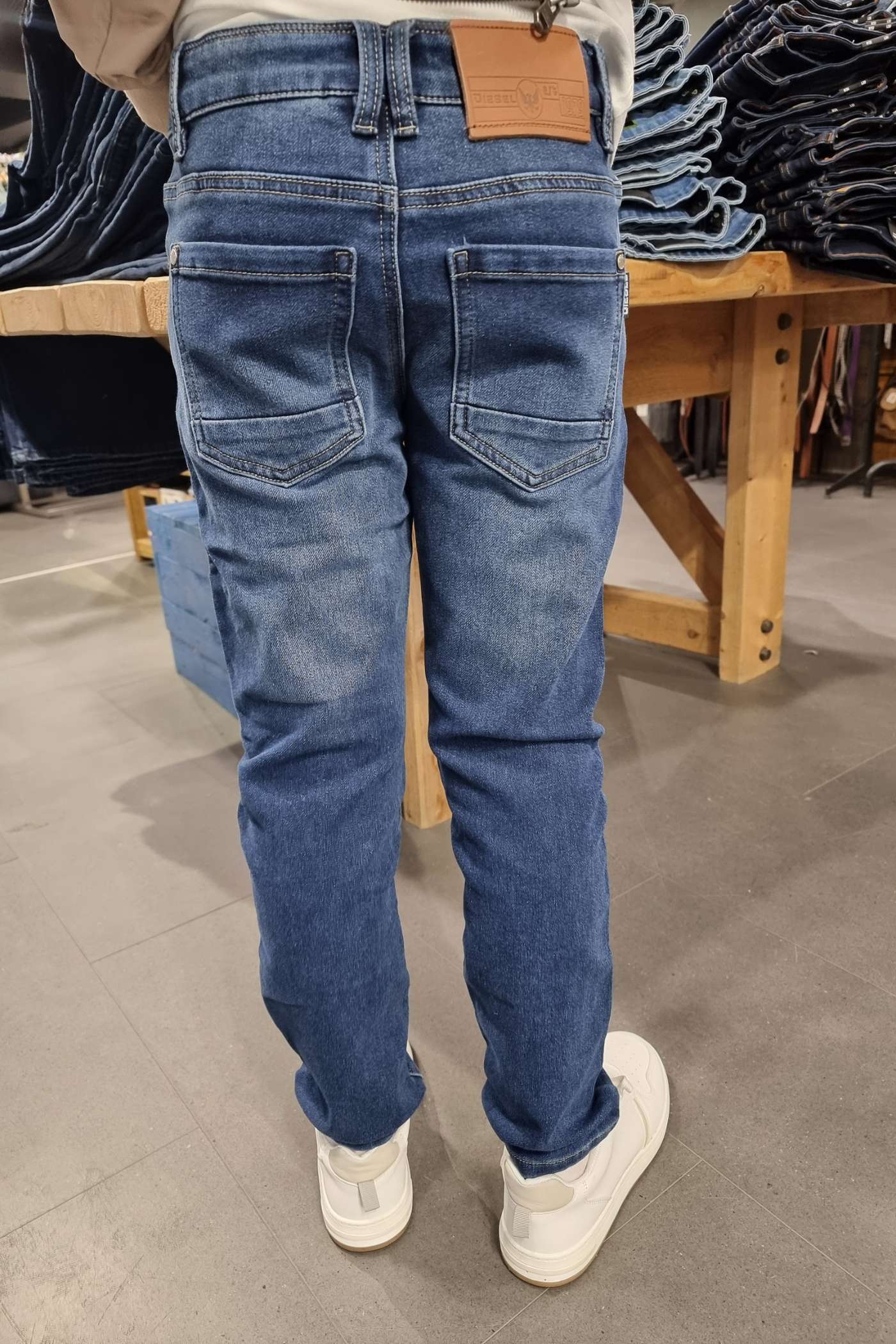 Boy's Knox Indigo Jeans-Model Back View