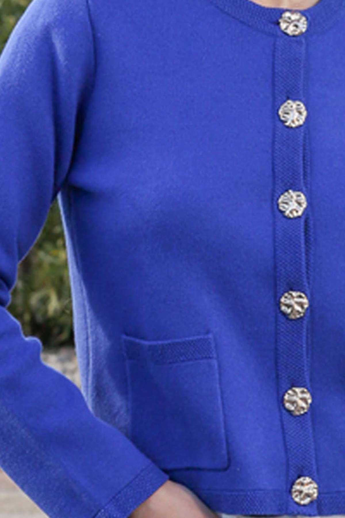 Ladies Chantelle Blue Cardigan-Button View