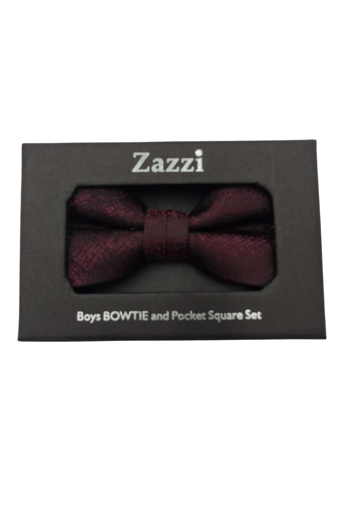 Wine Zazzi Boys Bow & Pocket Square Set - Closed Box View