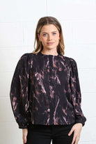 Ladies Naomi Black Blouse-Closer View of the Front