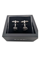 Men's Silver/Black Knot Cufflinks-Top View