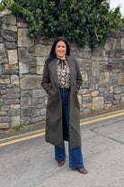 Tina in the Olivia Deep Moss Coat