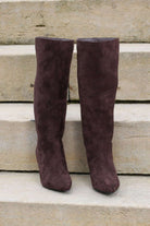 Ladies Daisy Chocolate Brown Long Boot-Front View