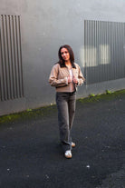 ONLY Juicy Low Waist Wide Grey Jeans GREY model front view