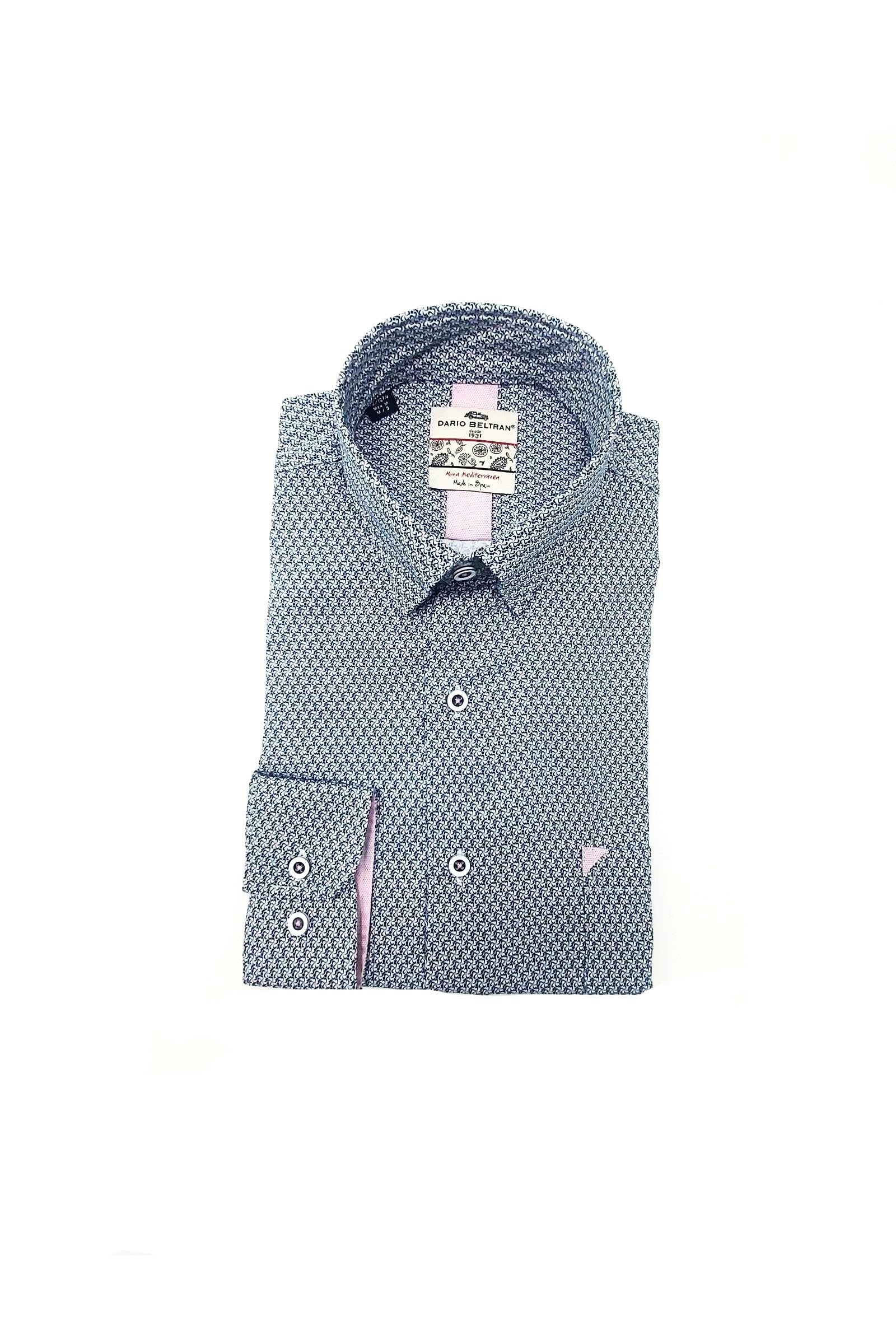 Albana Navy/Pink Floral Long Sleeve Shirt