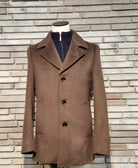 6TH SENSE Single Breasted Chocolate Wool Coat Chocolate front view