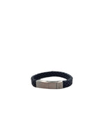 Frank 1967 Thick Braided Dark Navy Leather Bracelet Dark Navy front view