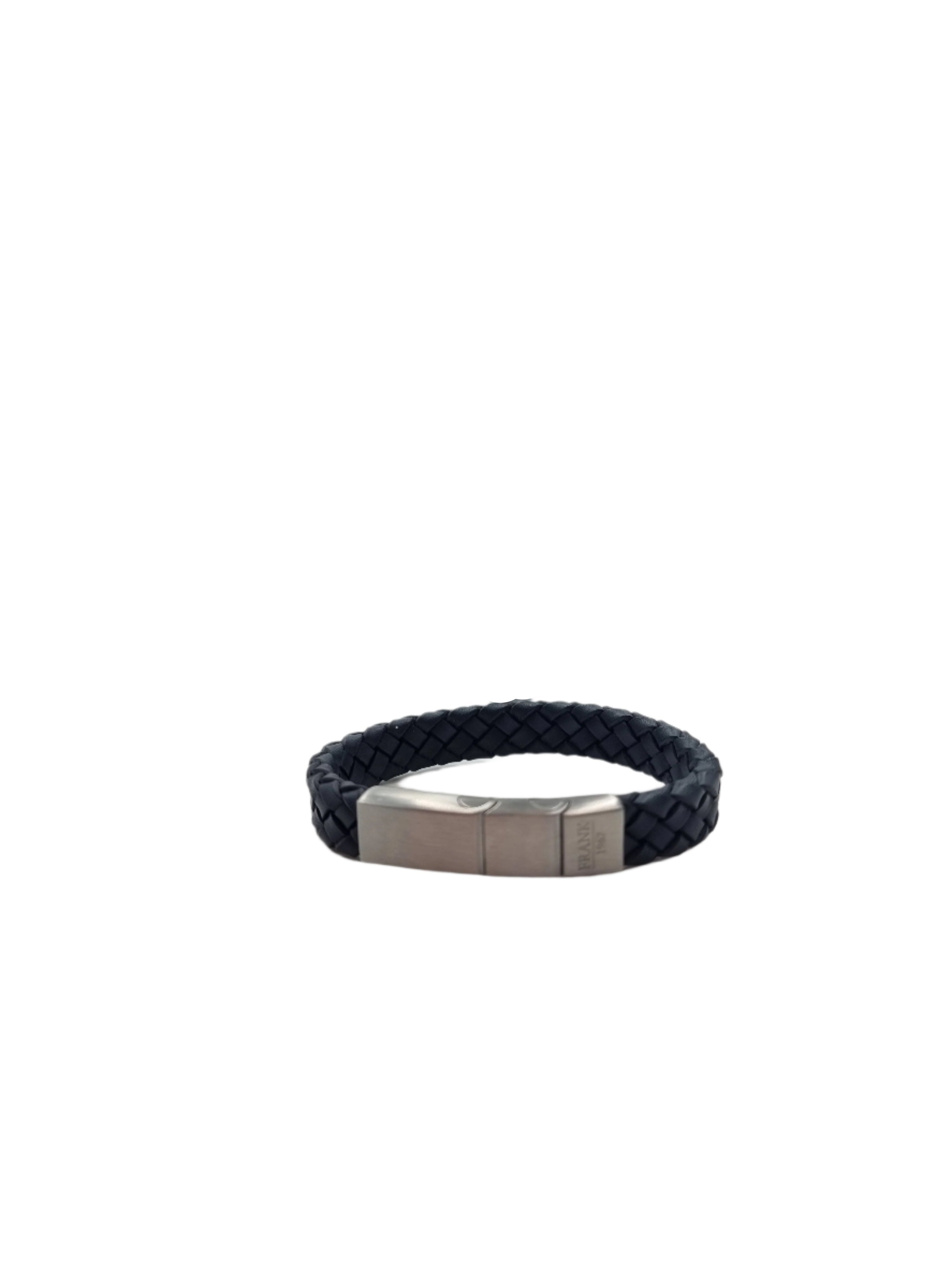 Frank 1967 Thick Braided Dark Navy Leather Bracelet Dark Navy front view