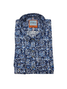DARIO BELTRAN Quiroga Long Sleeve Shirt - Blue/White/Navy Blue/White/Navy front view