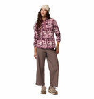 Columbia Womens Benton Springs Printed 1 / 2 Snap fleece in Antique Mauve, full - length model view
