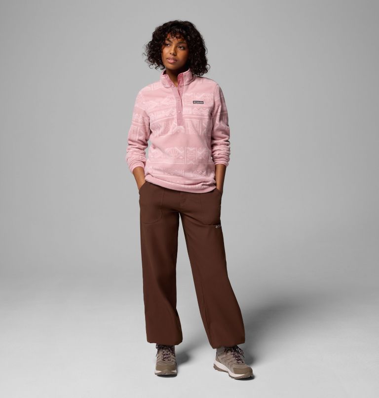 Womens Benton Springs™ Printed 1/2 Snap-Eraser Pink-Model Full Front View