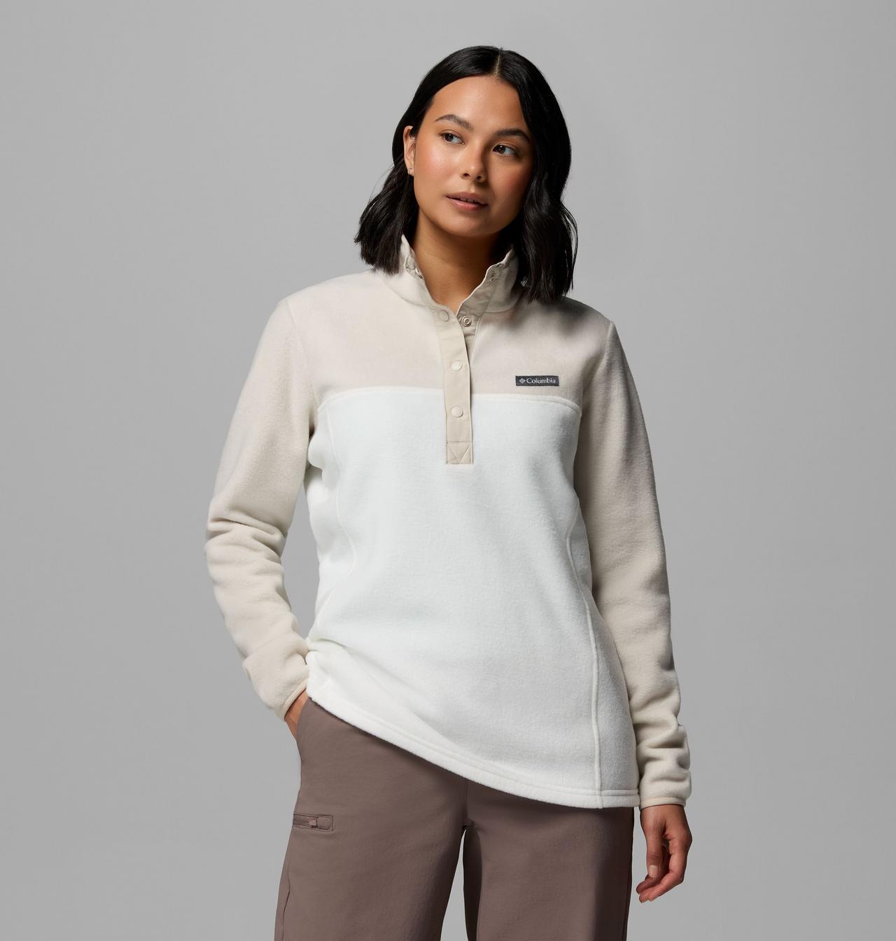 Womens Benton Springs™ 1/2 Snap Pull Over Ii-Sea Salt / Dark Stone-Model Front View