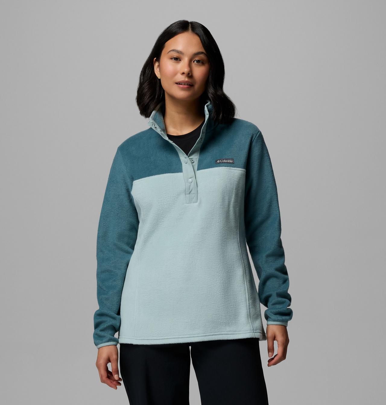 Womens Benton Springs™ 1/2 Snap Pull Over Ii-Crushed Blue-Model Front View