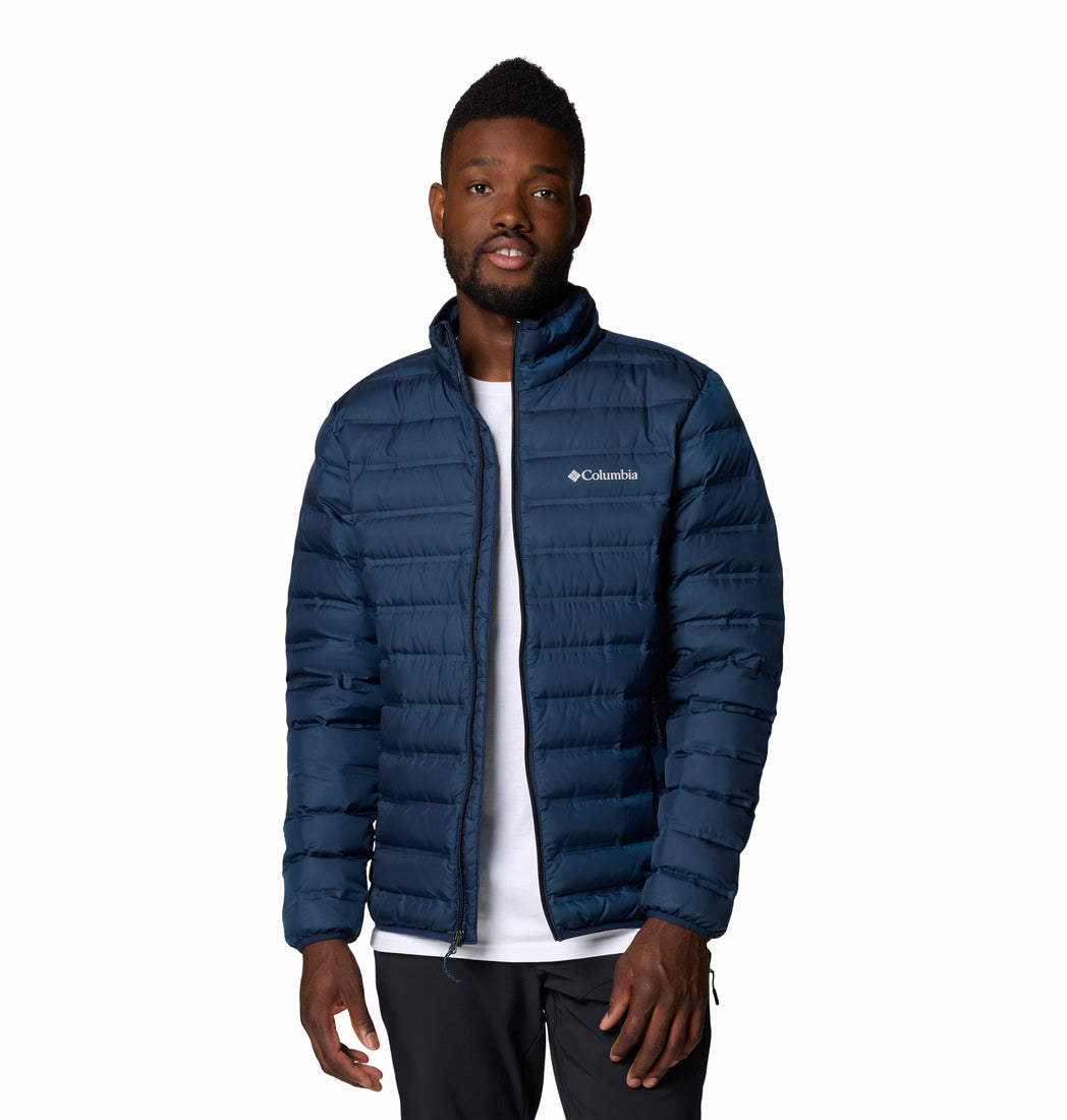 Columbia Mens Lake 22 II Down Jacket in Collegiate Navy, front view worn by model, image 6