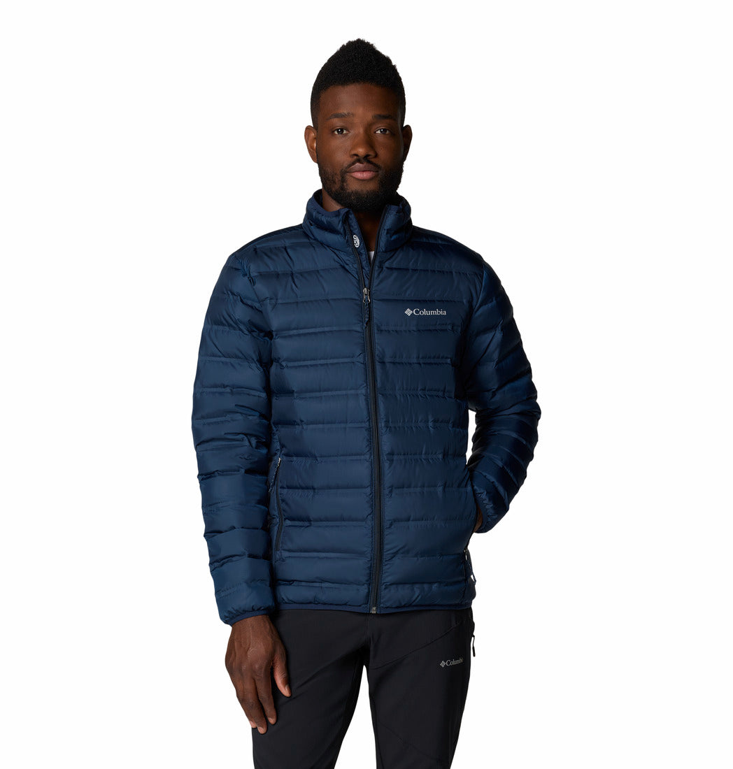 Columbia Mens Lake 22 II Down Jacket in Collegiate Navy, front view worn by model