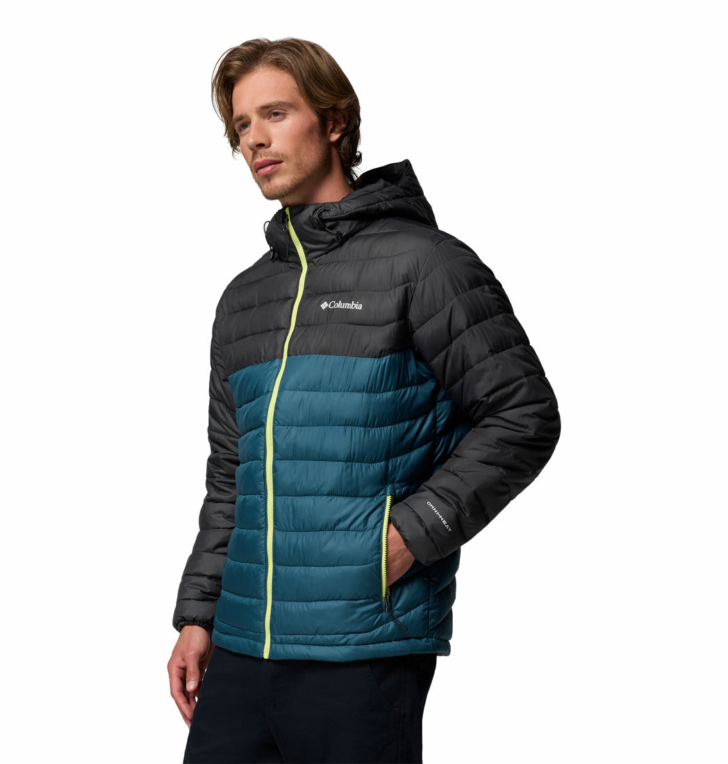 Man wearing a Columbia jacket on a white background