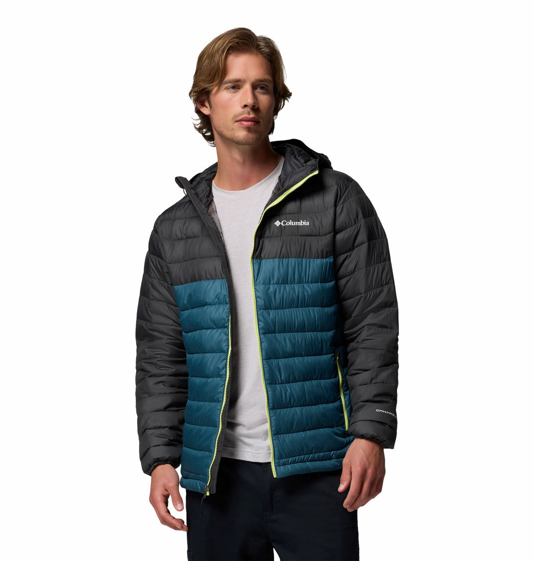 Man wearing a Columbia jacket on a white background