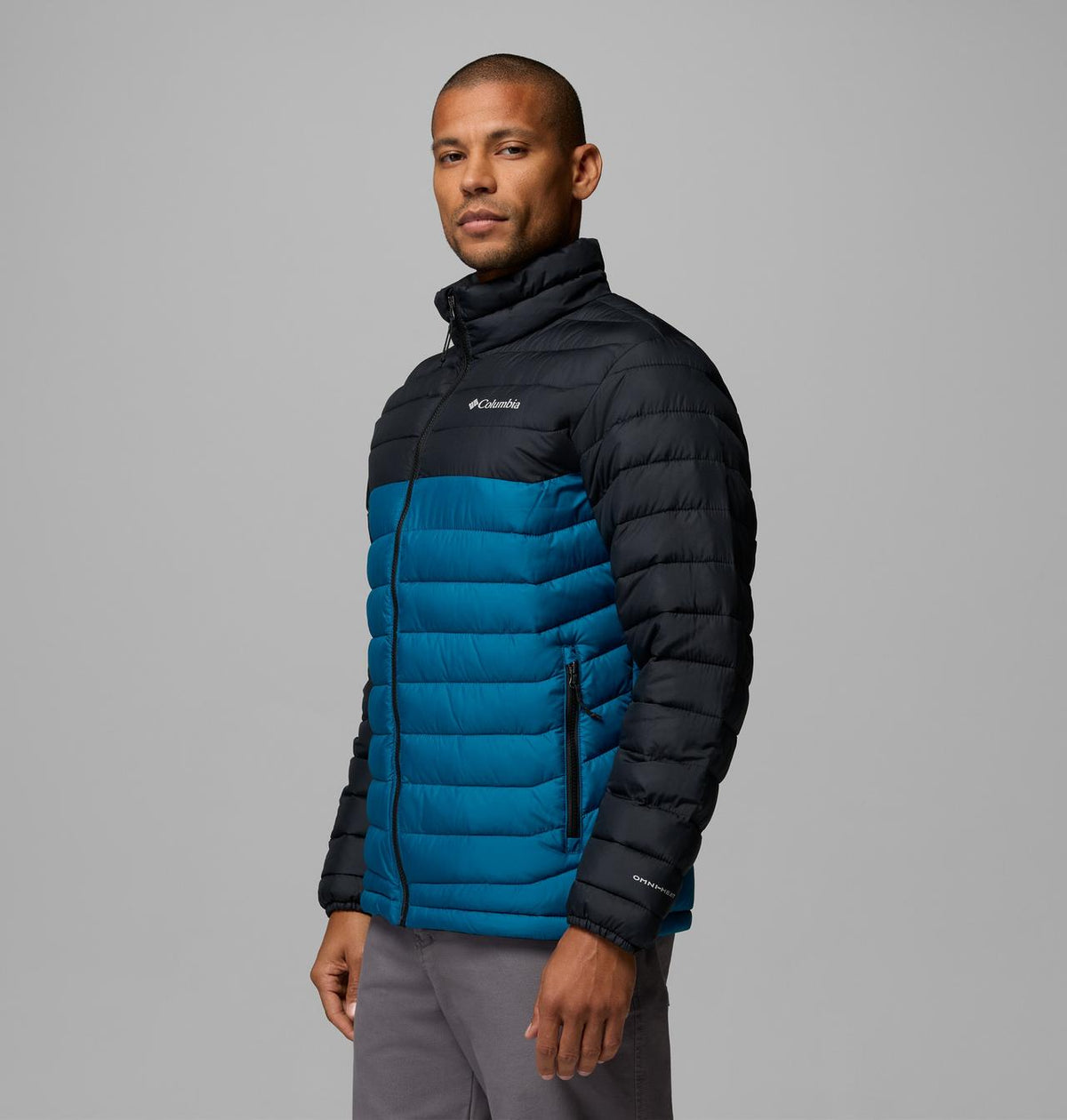 Columbia Men's Powder Lite II Jacket - Phoenix Blue / Black, angled view