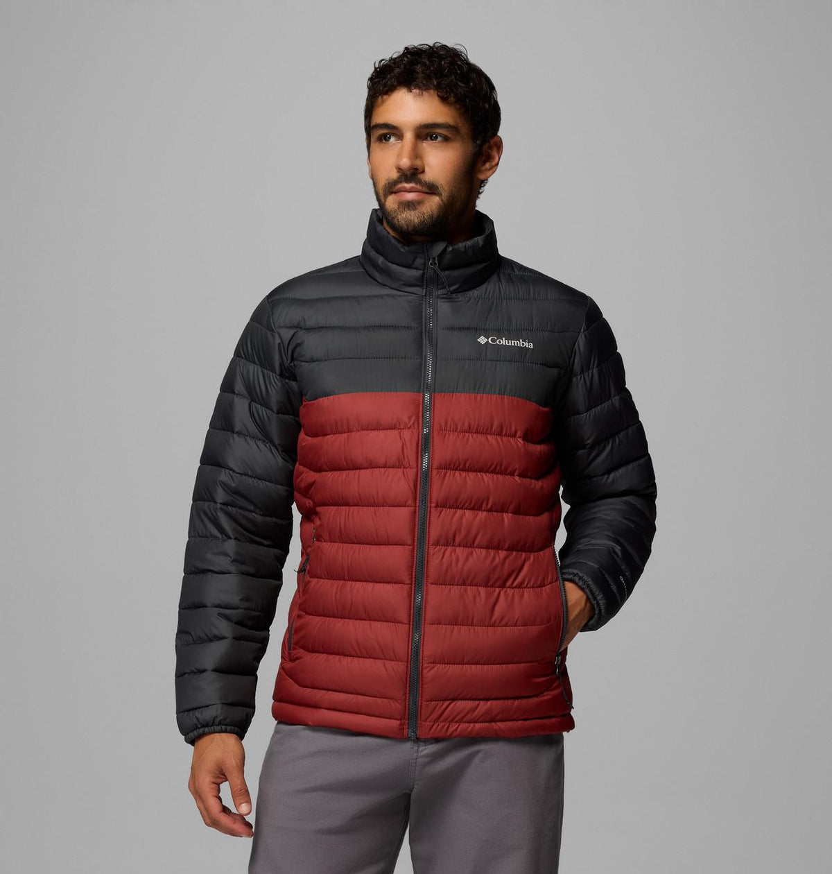Columbia Men's Powder Lite II Jacket - Red Oxide / Shark, front view