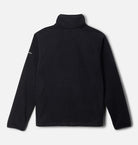 Black fleece jacket on a light gray background
