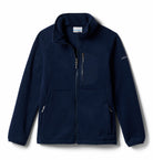 Navy blue jacket with a brand logo on a white background