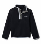 Columbia Boys Helvetia II Half Snap Fleece in Black City Grey, front view showing quarter - snap placket, grey trim and chest logo