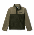 Columbia Boys Steens Mtn II 1 / 4 snap fleece pullover in Greenscape Stone, front view.