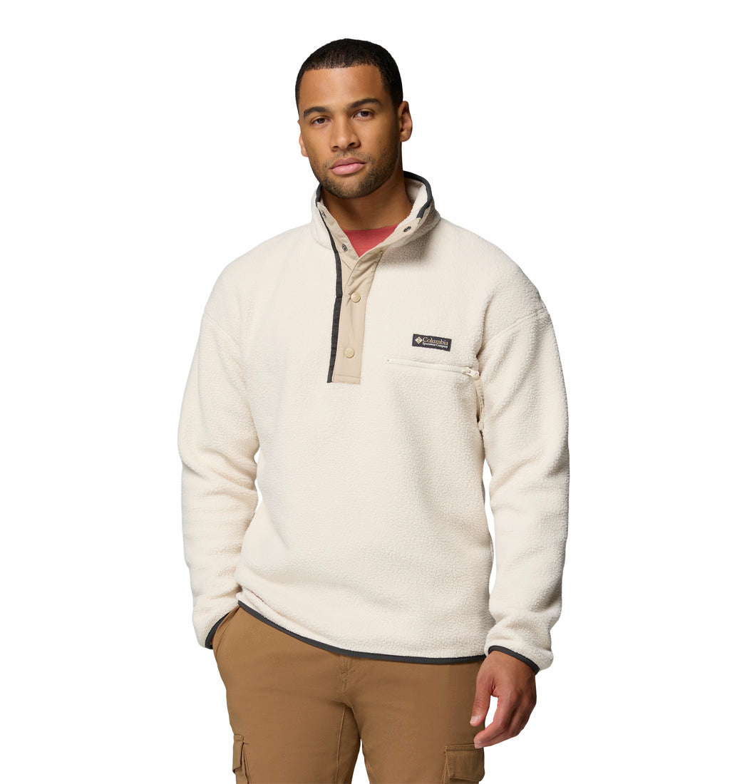 Columbia Mens Helvetia II Half Snap Fleece in chalk beige, front model view