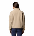Columbia Womens Helvetia II Cropped Half Snap fleece in Ancient Fossil, back view.