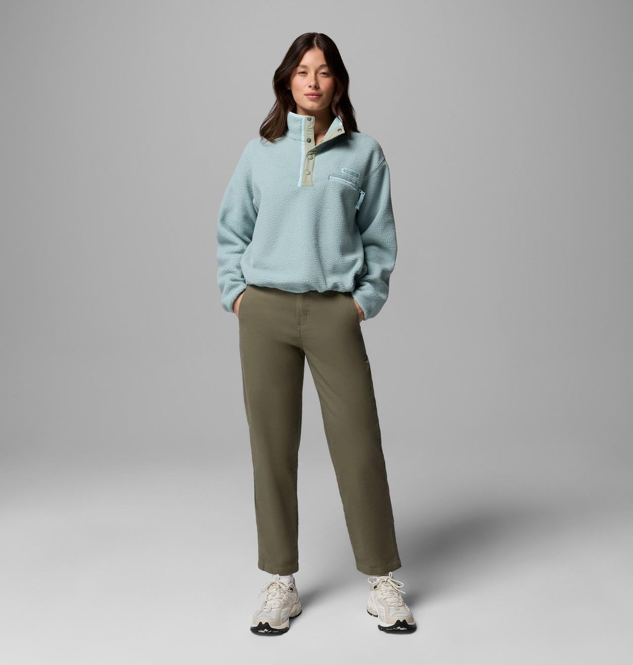 Womens Helvetia™ Ii Cropped Half Snap Fleece-Crushed Blue-Model Full Front View