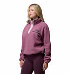Columbia Womens Helvetia II Cropped Half Snap Fleece in Antique Mauve, angled model view