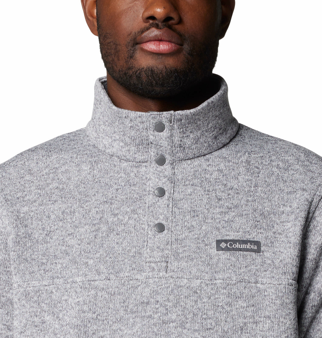 Gray button-up fleece with Columbia logo on a white background