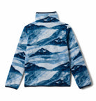 Columbia Boys Helvetia II Printed Half Snap Fleece in Rainy Day Summi, back view with blue mountain print